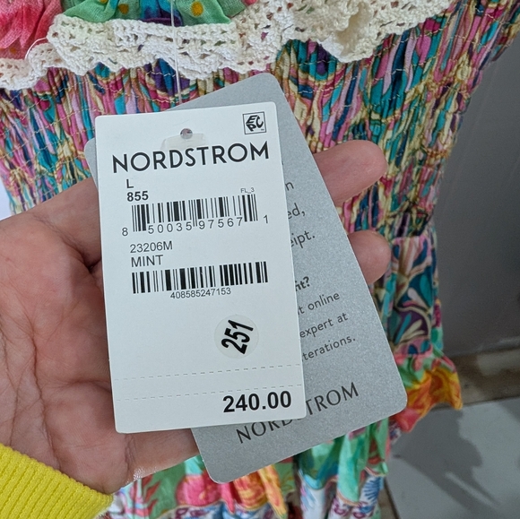 Anthropologie BAROK PARIS Mixed Print Tier Cotton Dress New With Tags Size Large - Picture 6 of 10